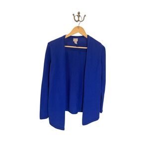 Chico's Women's Blue Open Front Knit Cardigan Sweater Elegant Layering Piece